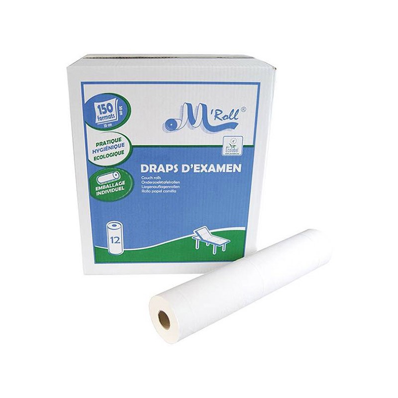 Draps d'examens 50x35cm 150 fmts Ecolabel ouate blanche lisse Draps d'examens 50x35cm 150 fmts Ecolabel ouate blanche lisse
