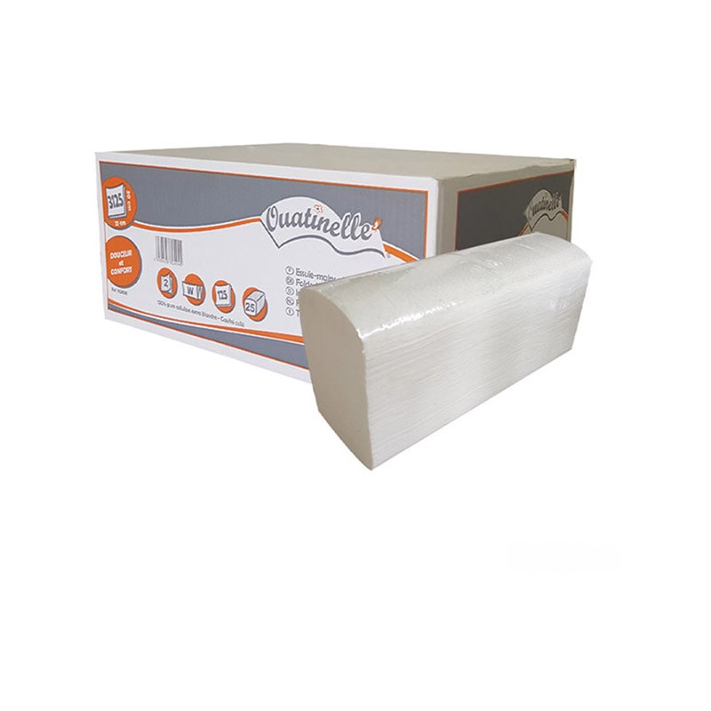 Essuie mains 21,5x30cm 125 fts Ecolabel gaufre 2 plis pliage enchevetre w Essuie mains 21,5x30cm 125 fts Ecolabel gaufre 2 plis pliage enchevetre w