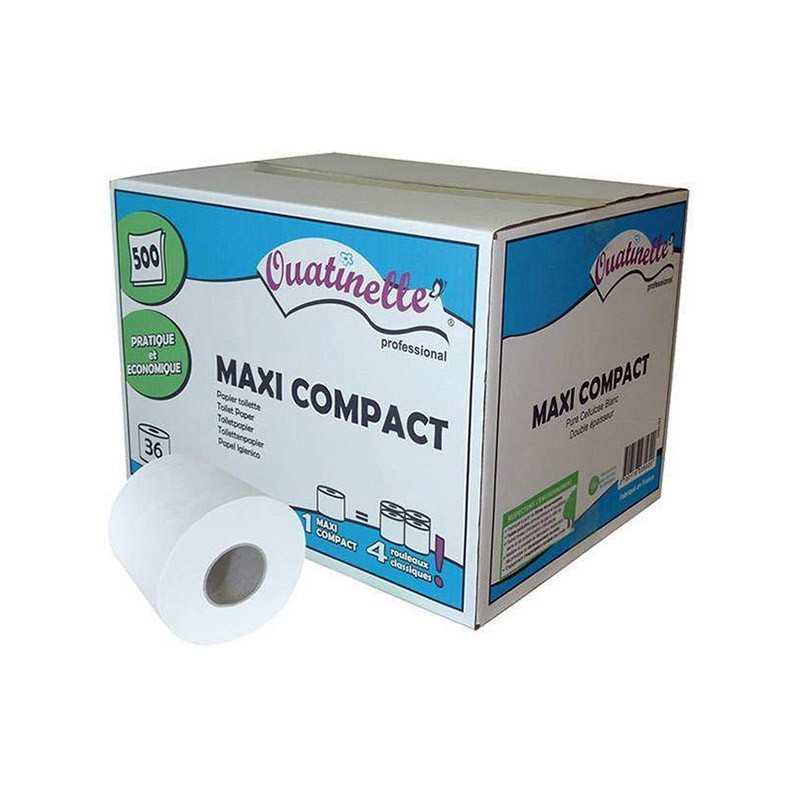 Papier toilette maxi compact 60m 500fts extra blanc Papier toilette maxi compact 60m 500fts extra blanc